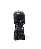 Vrinda® Decorative Candle Skeleton Black – 5 Inch Skeleton Head Sculpture - Unique Gothic Style Candle for Spooky Ambiance, Home Decor, Halloween Party and More