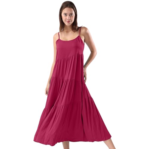 Image of Women Summer Spaghetti Strap Sleeveless Casual Flowy Beach Vacation 2025 Maxi Dress