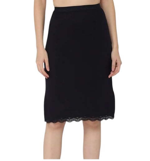 cashish kloset Skirt Slip for Women Cotton Rich Regular Knee Length (Black) (M)-picture-40