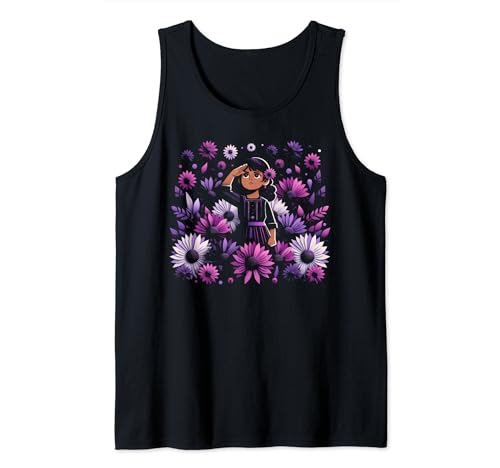 Month of the Military Child Cool Kids Kawaii Girls Purple UP Camiseta sin Mangas