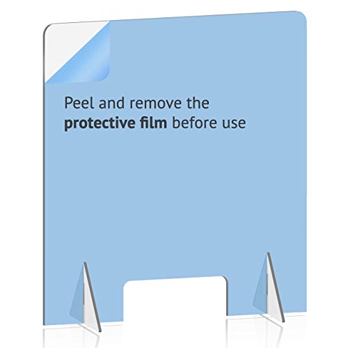 Varwaneo Sneeze Guard For Counter And Desk, Freestanding Clear Acrylic Plexiglass Protective Shield With Cutout For Office, School And Retail Store (24" W X 16" H) #TOP3