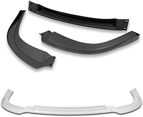 Stay-Tuned, 5PCS ABS RA-Style Front Bumper Lip Spoiler Body Kit + Universal 31" x 4" Side Skirts, Compatible with 2008-2015 Mitsubishi Lancer, Exterior Accessory (Painted WH)
