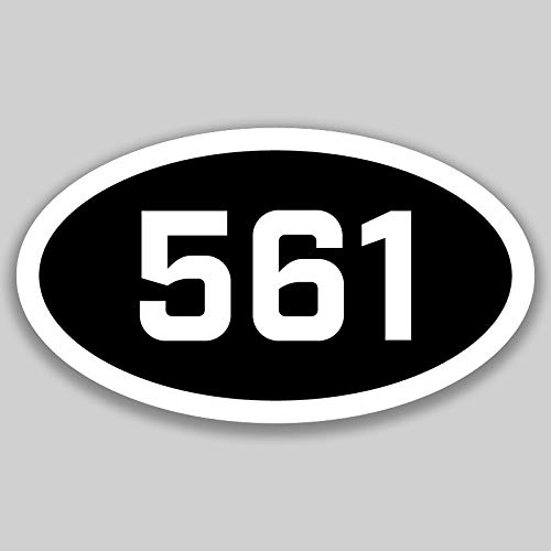 561 Area Code Sticker Florida West Palm Beach Boca Del Mar Boca Raton City Pride Love | 5-Inches by 3-Inches | Premium Quality Vinyl UV Resistant Laminate PD2434