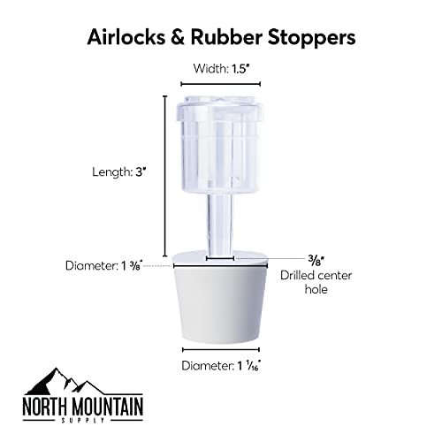 North Mountain Supply 1 Gallon Glass Fermenting Jug With Handle, 6.5 Rubber Stopper, 2-Piece Airlock, Black Plastic Lid - Set Of 1 #TOP1
