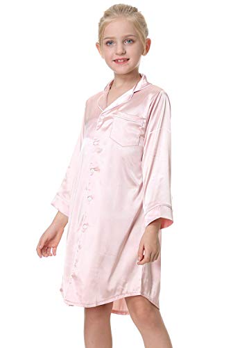 Children's Nightgown Polyester Silk Satin Sleepwear Girls Long Sleeve Nightdress Pajamas3