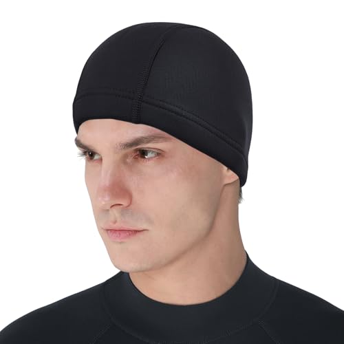 Image of DEHAI Neoprene Diving Hood Wetsuit Swimming Caps for Womens Mens Youth, 2mm 3mm Thermal Water Beanie Hat Keep Long Hair Dry for Curly Locs Braids