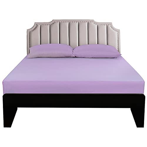 Lirex Drap Housse, 160 x 200 cm 100% Coton 300 Fils/cm² Drap Housse Doux et Respirant, Violet Clair