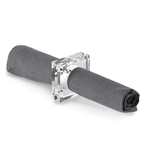 Huang Acrylic Set Of 4 Square Beveled Napkin Rings (Clear) For Table Settings, Decor, Entertainment, Parties, And Weddings #TOP2