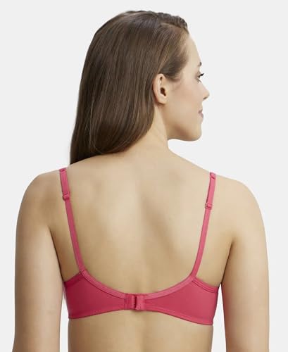 Image of Jockey 1723 Women Wirefree Padded Super Combed Cotton Elastane Stretch Medium Coverage T-Shirt Bra with Lace Styling