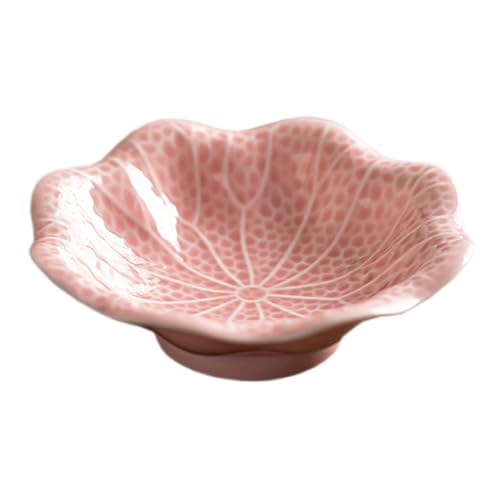 Sizikato Lotus Leaf Shape Snack Plate, 5 Inch Ceramic Dessert Plate