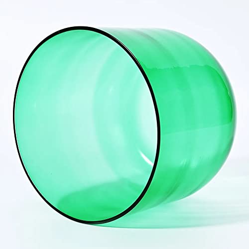 432Hz カラーサウンドボウル、ヨガ瞑想とサウンドヒーリング用クリスタルシンギングボウル、スデデマレットとOリング付きクォーツチャクラアルケミーボウル(Green,A note)