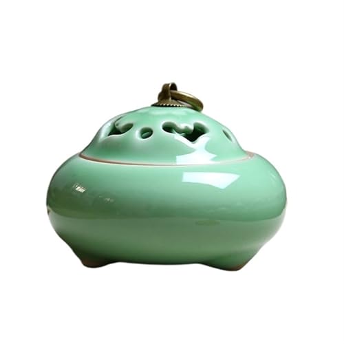 HAGJII Ceramica Porta Aglio con Piano Ventilato Cucina Vaso per La Conservazione, Contenitore per La Freschezza, Risparmio di Spazio Organizzatore per Dispensa(B)