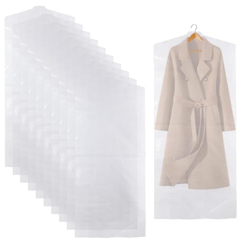 Gekamoyue Fundas Ropa Armario Juego 10, Transparente Funda para Guardar Ropa, Bolsas para Colgar Ropa, Prueba de Polvo Protección para Camisas, Chaquetas, Trajes, Jerseys