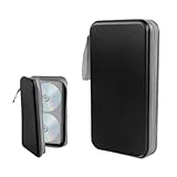 Zpana Car CD Case, 96 Capacity Hard Shell Sturdy DVD Holder with Closure, Portable Zipper Automotive Disc Organizer Storage Bag Accessories for Travel, Universal for Vehicles(Black)