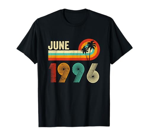 Vintage Junio 1996 29 Cumpleaños Palmera Temática Retro Camiseta