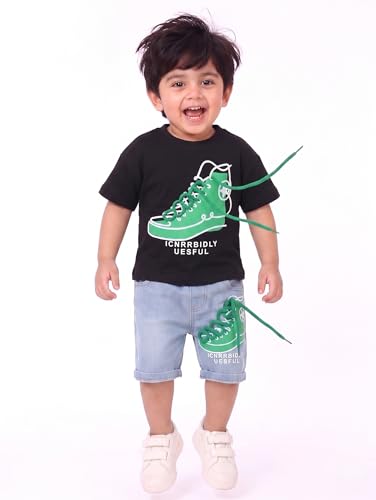 Image of Krishn Creations Kids Clothes for Boys | Cotton Printed Half Sleeve T-shirt and Shorts Baby Boy Dress | Casual Wear Kids Clothes