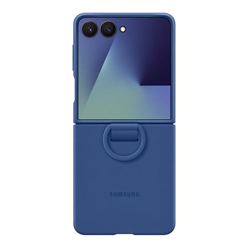 Image of Samsung Galaxy Z Flip7 Official Ring Phone Case Silicone, Easy to Carry, Soft, Sleek, US Version, Navy