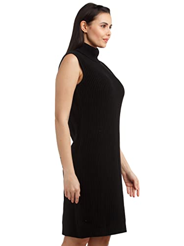 Image of Zink London Women's Black Solid Straight Short Dress