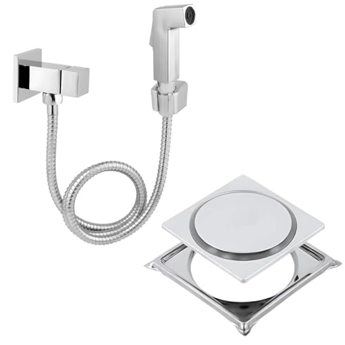 Ralo Banheiro Click Inox 10x10 + Ducha Higienica Cromada (Cromado)