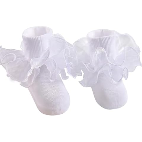 Sneguy Girls White Frilly Dance Socks Cover