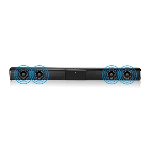 lifcasual BT Sound Bar TV estéreo com fio e sem fio Soundbar 2000mAh Alto-falante com subwoofer embutido Suporte para controle remoto Cartão TF/RCA/FM Ideal para TVs/jogos
