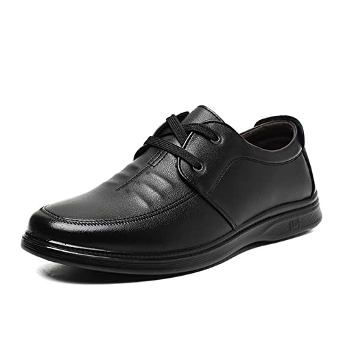 LAZIRO Men's Casual Leather Shoes Round Toe Lace-up Business Men's Single Shoes Soft Leather Soft Sole Flat Heel Daily Work Men's Shoes