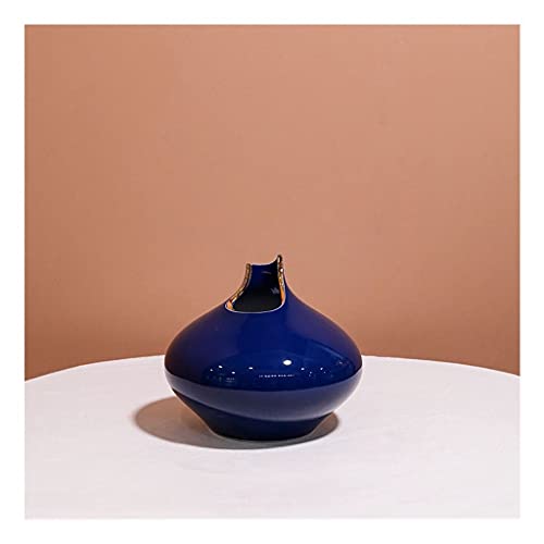 Vase en céramique bleu d'encre objet d'art chinois pour décoration intérieure haut de gamme