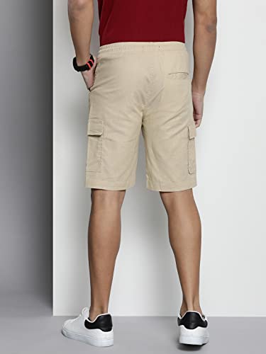 Image of The Indian Garage Co Men Slim Fit Solid Mid-Rise Cargo Shorts