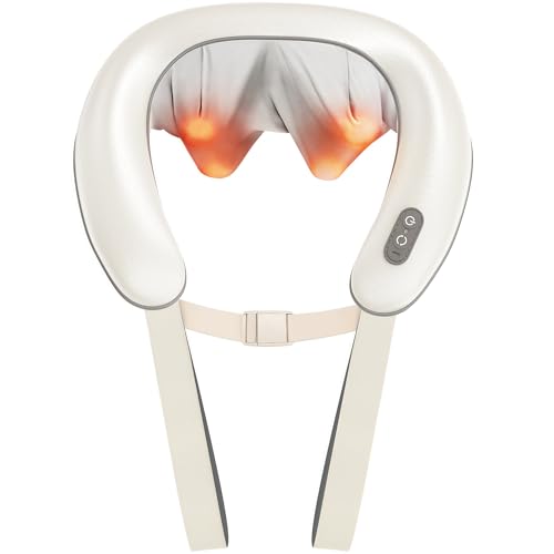 Bear Shiatsu Neck and Back Massager with Heat: Cordless Deep Tissue Neck Shoulder Massager for Pain Relief Portable 4D for Home Office & Car Use - Gifts for Women Men Mom Dad