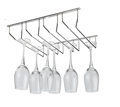 34,5 x 37,5 x 44,3 cm Riel de acero inoxidable | Estante de pared | 4 filas de barras | Soporte para copas de champán | Soporte para techo | Soporte para copas de vino | Soporte para copas de vino |