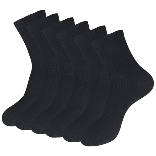 WindCrosser Womens 6-Pack Black Anti Odor Blister Resistant Seamless Cotton