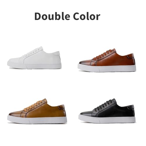 Men Fashion Leather Lace-Up Flat Oxfords Sneakers,Casual Low Top Comfortable Non Slip Walking Shoes Business Dress Shoes2