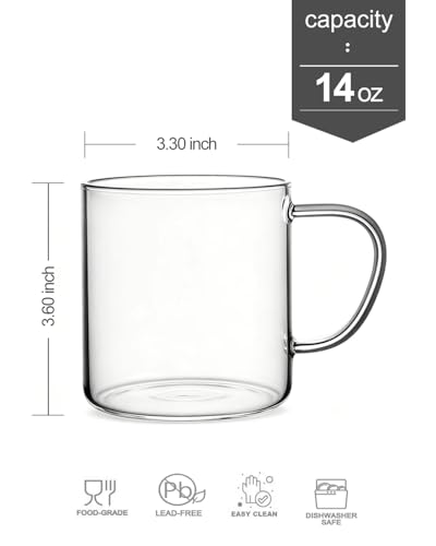 LUXU Hand-Blown 14oz Glass Mugs