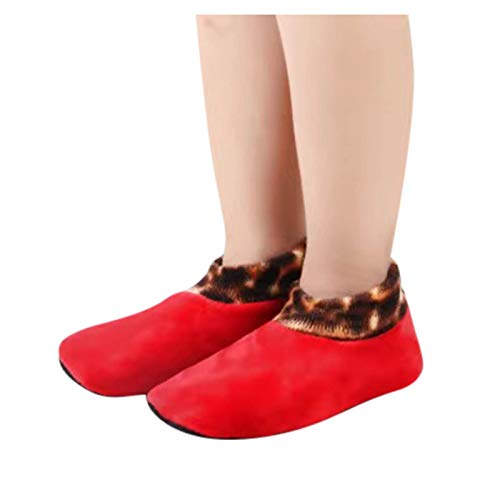 Winter Children's Warmth and Thick Non-Slip Elastic Floor Socks Kids Toddler Slipper Socks with Rubber Sole Knit Lightweight House Slippers for Boys Girls