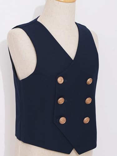 Boys School Uniform Waistcoat Formal V-Neck Sleeveless Suit Vest Wedding Prom Party3