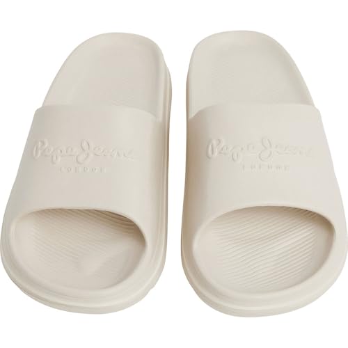 Pepe Jeans Tongs de plage pour homme, Beige, ivoire, blanc, 7 UK