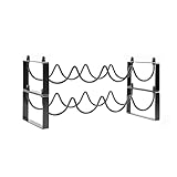 ICEICE 2 Tiered 8-Bottle Metal Wine Rack - Sturdy Wave Design, Stackable, Space-Saving Bar, Countertop, or Cabinet Storage