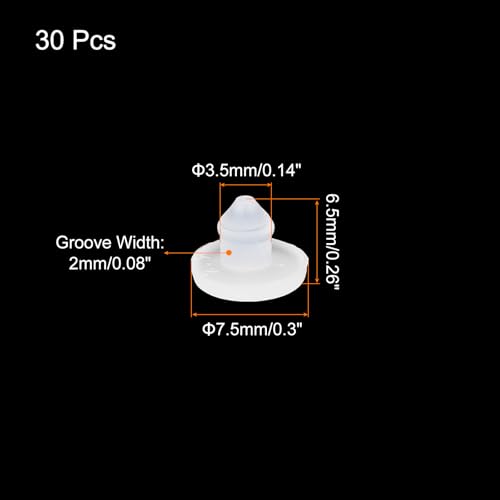 Image of MECCANIXITY 30pcs Silicone Snap in Locking Hole Plugs,3.5mm /0.1 Inch Mounting Diameter Narrow Groove Width 2mm Panel Seal Cover Round for Kitchen Bulkheads Waterproof Sealing Plugs Clear