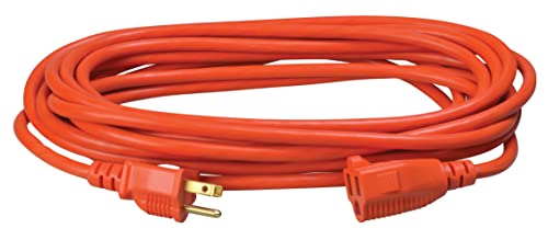 Southwire Outdoor Extension Cord - Standard Power for Lawn & Garden Equipment - Flexible Vinyl Jacket - Bright Orange - UL Listed - SJTW Rated - 16/3 - 25 Foot Length