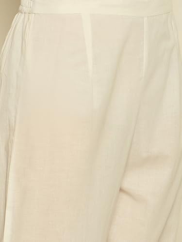 Image of INDO ERA Women's Pure Cotton Embroidered A-Line Kurta & Pant Set (IERAI11820)