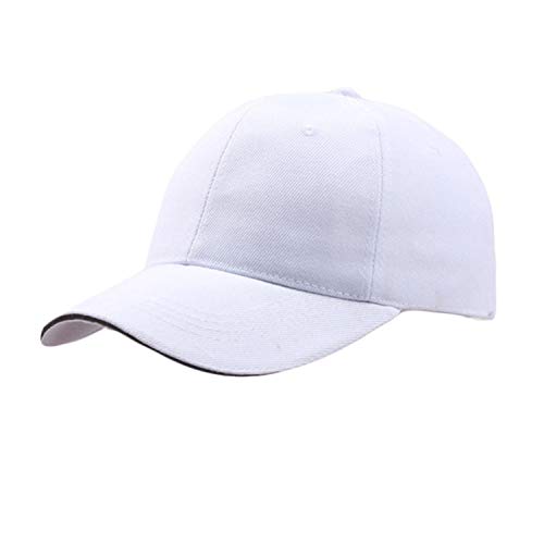 Andongnywell Baseball Cap Men Women Plain Sports Adjustable Solid Youth Dad Ball Hat Classic Outdoor Ballcap (White,One Size)