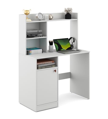 Image of Revon Study Table | Engineered Wood | Frosty White Finish | Free Standing | Stylish and Durable | Knock Down | 36 Months Warranty