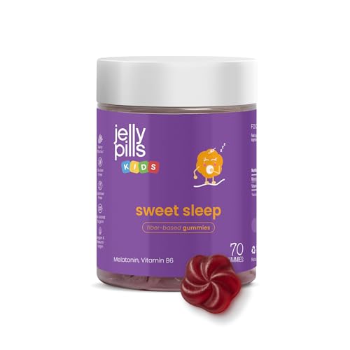 Jelly Pills Gominolas de Melatonina y Vitamina B6 para Niños – 70 Gummies Veganas – Sin Azúcares Añadidos – Sabor Frutas del Bosque – 0,5 mg por Ración