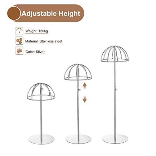 uxcell Metal Hat Display Stand 2 Pack Adjustable Tabletop Hat and Wig Rack Holder for Baseball Cap, Fedora Hat, Cowboy Hat - Silver by uxcell - Image 3