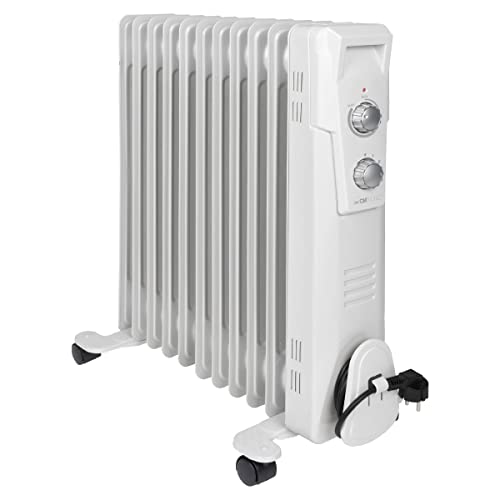 Clatronic, RA3737, Chauffage soufflant - Chauffage electrique - Radiateur Soufflant - Radiateur à Bain d'Huile - Roulettes - 3 Niveaux de Chauffe - Thermostat...