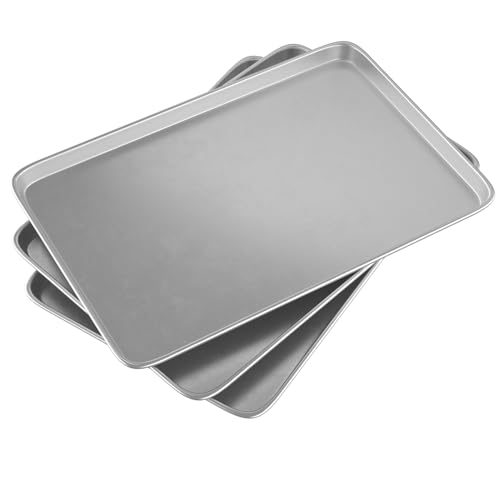 CROSSON 3PCS Plaque de Cuisson en Acier Inoxydable 60 x 40 x 3 cm Grande Capacité,Antiadhésives Rectangulaires Bac Cuisson Résistance aux Hautes...