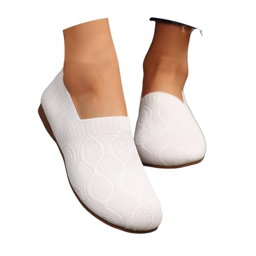 Women's Ballet Flat Shoes Wide Toe Box Dress Shoe Knit Round Toe Slip On Ballerina Walking Ballet Flats Mary Jane Shoes for Woman Low Wedge Comfortable Casual Flats Loafers Footwear - Main Image