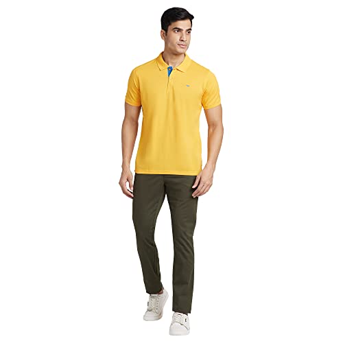 Image of Park Avenue Slim Fit Pure Cotton Print Pattern Polo Neck Casual T-Shirt