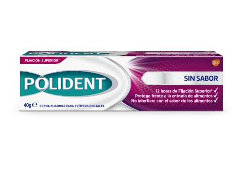 Polident Crema Fijadora para Prótesis Dentales, Fijación Fuerte durante Todo el Día, Sin Zinc y Sabor, Uso Diario, 40 gr