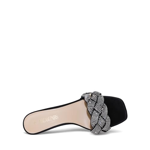 Image of DREAM PAIRS Heels for Women Rhinestone Open Toe Low Kitten Heels Sexy Stilettos Heels Pump Sandals Party Evening Prom Dance Dress Shoes